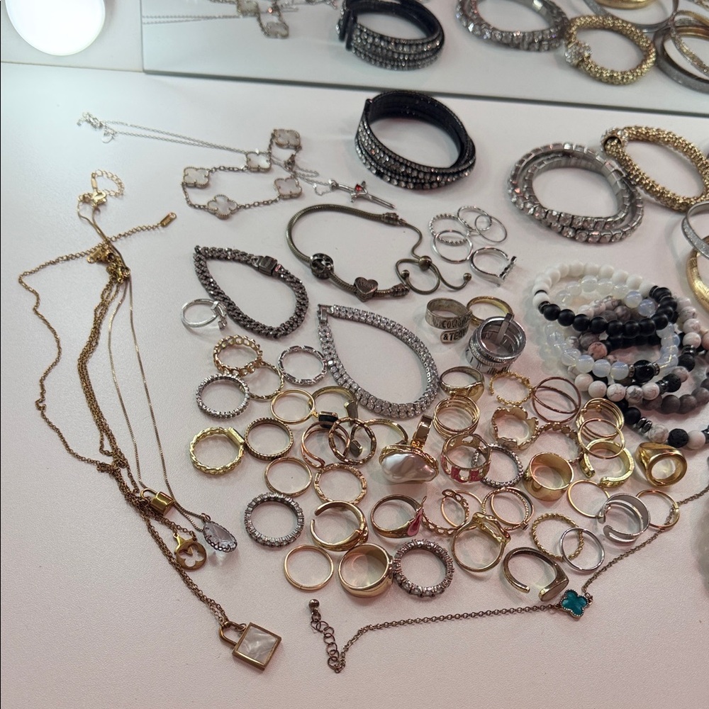 Gold and Silver Bracelet/Ring/Necklace Set - Picture 3 of 9